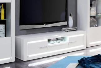 Lowboard TV-Unterschrank Beleuchtung 157cm weiß Hochglanz