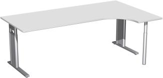 PC-Schreibtisch rechts, höhenverstellbar, 200x120cm, Lichtgrau / Silber
