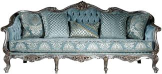 Casa Padrino Luxus Barock Sofa Hellblau / Silber / Gold 238 x 85 x H. 106 cm