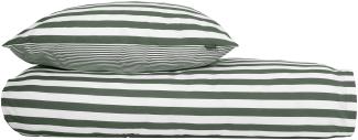 Schiesser Renforcé Wendebettwäsche Set Marie in kuschelweicher Baumwoll-Qualität, Farbe:Grün und Weiß, Größe:135 cm x 200 cm