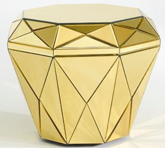 Casa Padrino Luxus Spiegelglas Beistelltisch / Hocker Gold 55 x 55 x H. 45 cm - Designermöbel