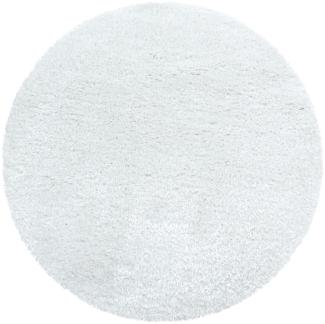 Hochflor Teppich Baquoa rund - 80 cm Durchmesser - Weiß