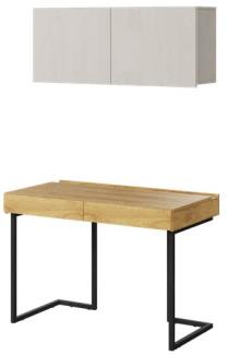 Schreibtischkombination Schreibtisch mit Kommode Teen Flex 2-teilig Hickory Natur betonfarben