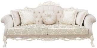 Casa Padrino Luxus Barock Wohnzimmer Sofa mit dekorativen Kissen Hellrosa / Weiß / Beige 230 x 90 x H. 110 cm - Barock Möbel