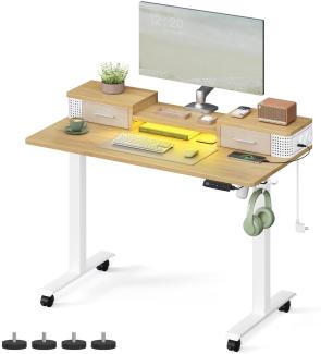 VASAGLE Höhenverstellbarer Schreibtisch elektrisch, 60 x 120 x (72-120) cm, stufenlos verstellbar, mit Monitorständer, Haken, Memory-Funktion, strohgelb von Songmcis