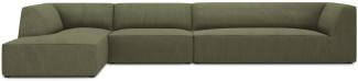 Micadoni 5-Sitzer Modular Ecke links Sofa Ruby | Bezug Green | Beinfarbe Black Plastic
