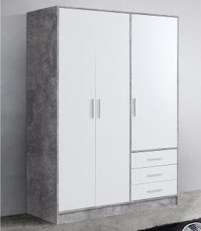 Kleiderschrank >Babbette< in Betonoptik - 144.6x200x60cm (BxHxT)