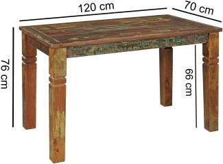 KADIMA DESIGN Shabby Mango Massivholz Esstisch mit einzigartigem Design. Große: 120x70x76