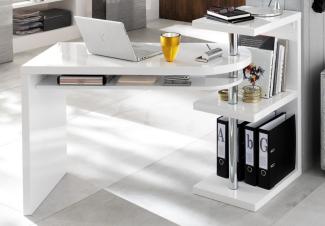 Schreibtisch weiß Hochglanz schwenkbar 145 cm