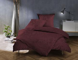 Bettwaesche-mit-Stil Mako Satin Jacquard Damast Bettwäsche Zoé Rose – bordeaux rot – Garnitur 140x200 + 70x90 cm