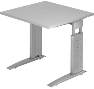 Schreibtisch US08 80x80cm Grau Gestellfarbe: Silber