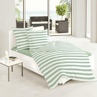 Traumschlaf Mako-Satin Bettwäsche Albklassik Stripe|Kissenbezug einzeln 80x80 cm| hellgrün