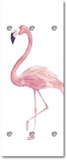 Queence Garderobe - "Flamingo Star" Druck auf hochwertigem Arcylglas inkl. Edelstahlhaken und Aufhängung, Format: 50x120cm