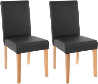 2er-Set Esszimmerstuhl Stuhl Küchenstuhl Littau ~ Kunstleder, schwarz matt, helle Beine