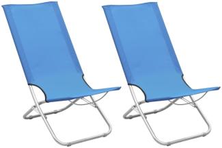 vidaXL Klappbare Strandstühle 2 Stk. Blau Stoff