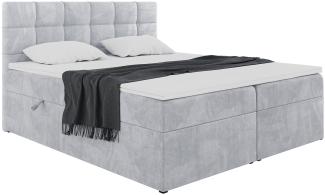 MEBLINI Boxspringbett TAPO 1 120x200 cm mit Bettkasten - H3/Hellgrau Samt Polsterbett - Doppelbett mit Topper & Taschenfederkern-Matratze