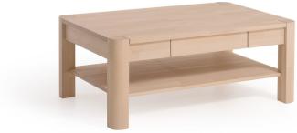 Couchtisch Tisch mit Schublade XAVIER Eiche Massivholz 120x80 cm