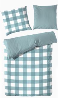 Traumhaft gut schlafen – Perkal-Bettwäsche, 2-teilig, mit Karo-Muster, versch. Farben und Größen : 80 x 80 cm, 155 x 220 cm : Jade