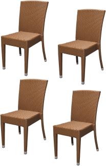 4x KONWAY® MAUI Stapelstuhl Braun Polyrattan Garten Sessel Stuhl Set stapelbar