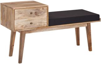 KADIMA DESIGN Sitzbank ARIZONA - Moderne Retro Sitzbank mit Schubladen und Holzkorpus - Schwarz, Robuste Mango-Massivholzbeine - Bequeme Polsterung.