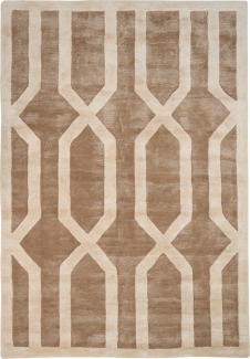 Teppich Viskose braun hellbeige 160 x 230 cm geometrisches Muster Kurzflor MAHRIN