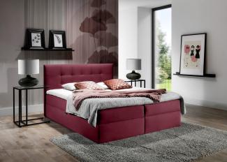 99rooms Chester Boxspringbett Velours ROYAL VELVET Bordeaux 140x200 cm