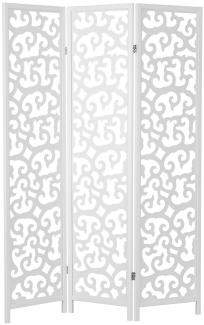 Homestyle4u Paravent 3-tlg., Holz weiß, 130 x 175 cm