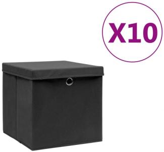 Aufbewahrungsboxen mit Deckeln 10 Stk. 28x28x28 cm Schwarz