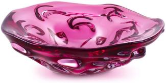 Casa Padrino Luxus Glasschale Rosa Ø 27,5 x H. 7 cm - Mundgeblasene Deko Glas Obstschale - Glas Deko Accessoirs - Luxus Kollektion