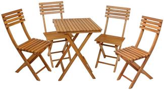 Balkon-Set Alameda, 5 teilig, Akazie, 1x Tisch, 4x Stühle