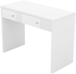 Schreibtisch Computertisch Irun 110x50x78cm weiß Hochglanz mit Schublade