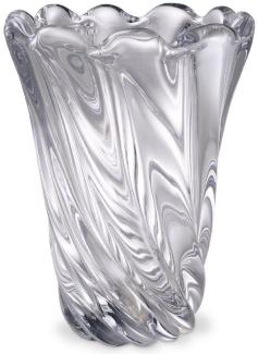 Casa Padrino Luxus Deko Glas Vase Ø 19,5 x H. 25,5 cm - Mundgeblasene Blumenvase - Luxus Deko Accessoires