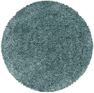 Hochflor Teppich Sima rund - 200 cm Durchmesser - Blau