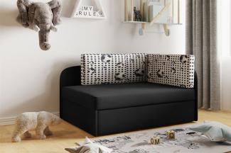 Sofa Kindersofa Schlafsofa inkl. Bettkasten MAILO Seite Links Stoff Schwarz-Ball