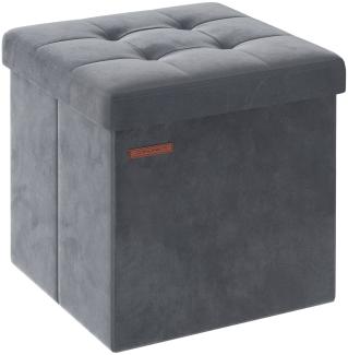 SONGMICS Sitzbank mit Stauraum, klappbare Sitztruhe, Aufbewahrungsbox mit Deckel, Fußbank, 38 x 38 x 38 cm, bis 300 kg belastbar, für Flur, Wohnzimmer, Schlafzimmer, schiefergrau LSF227G01