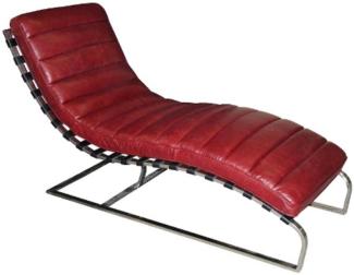 Casa Padrino Luxus Echtleder Lounge Sessel / Liege Rot 140 x 59 x H. 82 cm - Leder Art Deco Relax Sessel