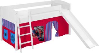 Lilokids 'Ida 4106' Spielbett 90 x 200 cm, Spiderman, Kiefer massiv, mit Rutsche und Vorhang
