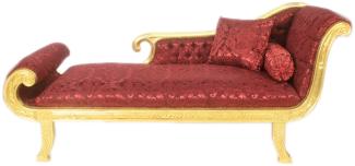 Casa Padrino Barock Chaiselongue Modell XXL Bordeaux Muster / Gold Rechte Seite - Antik Stil - Recamiere Wohnzimmer Möbel