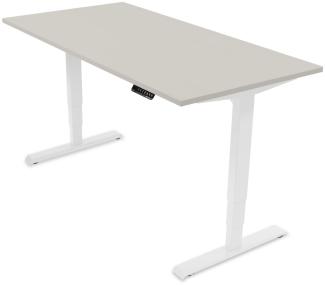 Desktopia Pro - Elektrisch höhenverstellbarer Schreibtisch / Ergonomischer Tisch mit Memory-Funktion, 5 Jahre Garantie - (Grau, 180x80 cm, Gestell Weiß)
