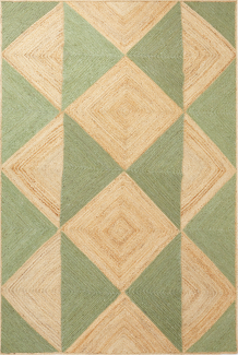 Teppich Jute beige grün 200 x 300 cm geometrisches Muster Kurzflor CALIS