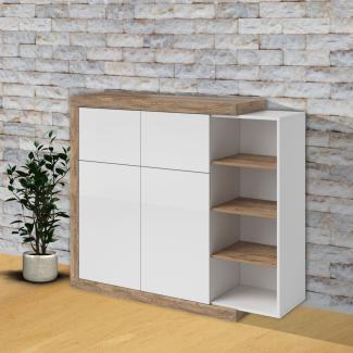 Highboard "Sintra" Kommode 150cm weiß Hochglanz samdal eiche