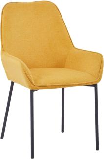 Esszimmerstuhl 2er Set Strukturstoff gelb grob Polsterstuhl Stuhlset Küchenstuhl