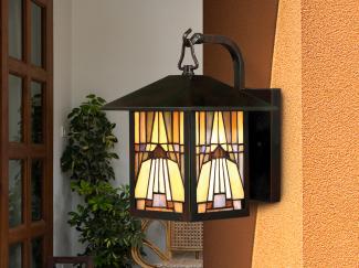 Außenleuchte, Wandlampe, Handgefertigtem Kunstglas in Saphirblau