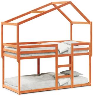 Etagenbett mit Dach Wachsbraun 90x190 cm Massivholz Kiefer 3282046