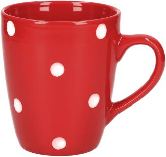 Van Well Emily Kaffeebecher rot-weiß gepunktet, 390 ml, Steingut, Tasse, Jumbotasse