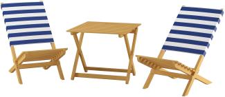 Erst-Holz V-10-351 2 Stühle mit Tisch und Tasche, Buche, blau/weiß