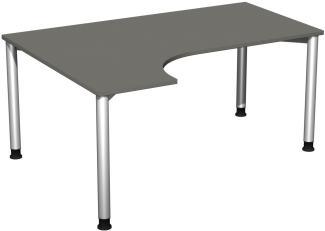 PC-Schreibtisch '4 Fuß Flex' links, höhenverstellbar, 160x120cm, Graphit / Silber