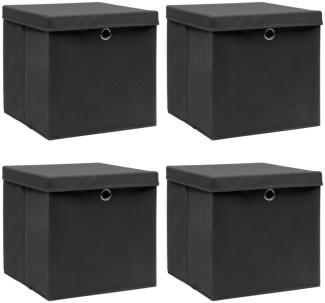 vidaXL Aufbewahrungsboxen mit Deckeln 4 Stk. Schwarz 32x32x32 cm Stoff