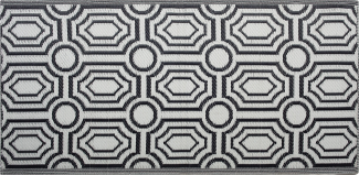Outdoor Teppich schwarz 90 x 180 cm geometrisches Muster zweiseitig Kurzflor BIDAR