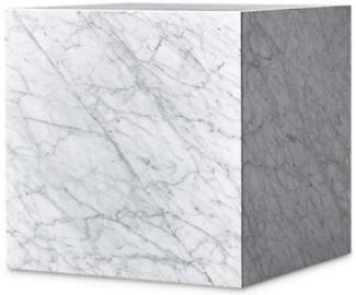 Casa Padrino Luxus Beistelltisch Weiß 48 x 48 x H. 55 cm - Quadratischer Wohnzimmertisch aus Carrara Marmor - Marmortisch - Luxus Qualität